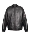 Dsquared2 Oversized Leather Bomber Jacket In Black