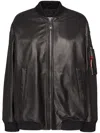 Dsquared2 Oversized Leather Bomber Jacket In Schwarz