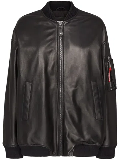 DSQUARED2 ZIP-UP LEATHER BOMBER JACKET