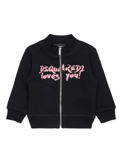 Dsquared2 Babies' Zip-up Logo-detail Sweatshirt In Black