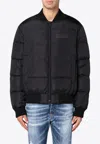Dsquared2 Shiny Black Cropped Padded Bomber Jacket In Polyamide In Black