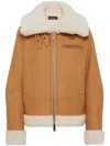 Dsquared2 Zip-up Shearling Jacket In Neutrals