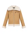 Dsquared2 Zip-up Shearling Jacket In Nude