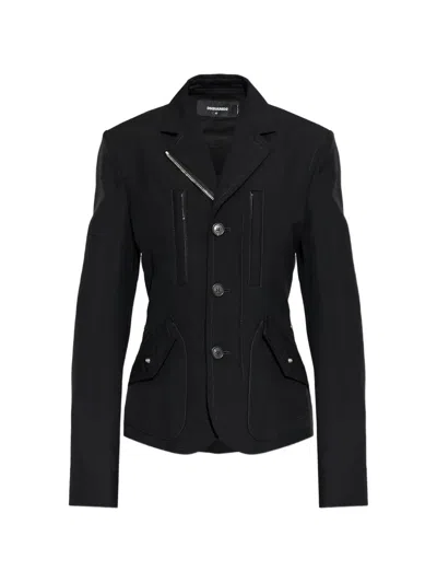 Dsquared2 Zip-detail Button-up Jacket In Black