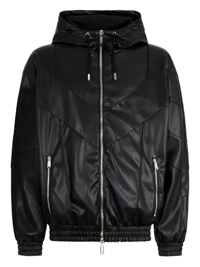 Dsquared2 Zipped Faux Leather Jacket In Black