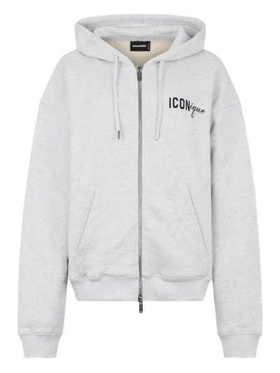 Dsquared2 Zipped Graphic Hoodie In Gray