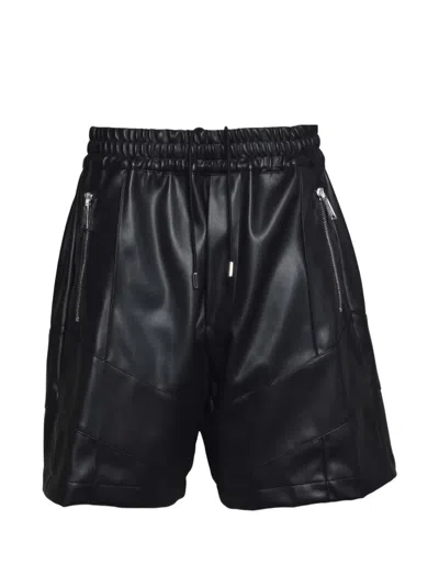 Dsquared2 Zipped-pockets Leather Shorts In Black