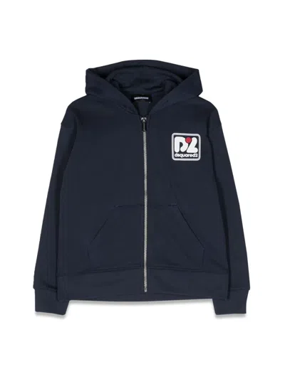 Dsquared2 Kids' Zipper Hoodie In Blue