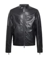 Dsquared2 Zippered Leather Jacket In Black