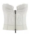 Dsquared2 Off-the-shoulder Bustier Top With Lace And Tulle Detailing In White
