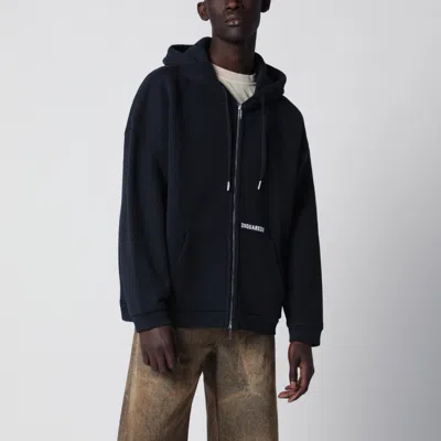 Dsquared2 Zip-up Hoodie In Stretch Cotton, Blue