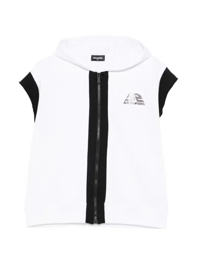 Dsquared2 Kids' Zip-up Hoodie In White
