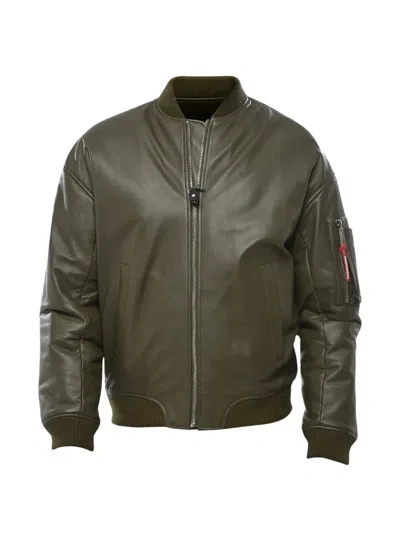Dsquared2 Zip-up Leather Bomber Jacket In Green