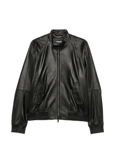 Dsquared2 Zip-up Leather Jacket In Black