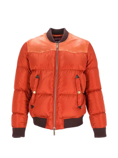 Pre-owned Dsquared2 Zip-up Quilted Bomber Jacket In Orange