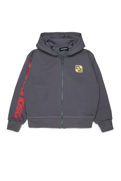 Dsquared2 Kids' Zip-up Sweatshirt With Logo In Gray