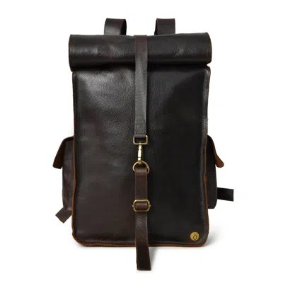 Dötch Leather Men's Brown Leather Rolltop Backpack