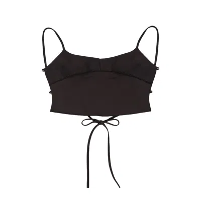 Du & Berry Women's Black Lilium Noir Open-tie Back Top