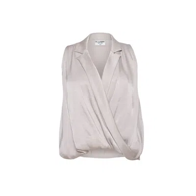 Du & Berry Women's Black Solara Twist Collared Top In Grey