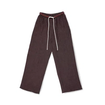 Du & Berry Women's Brown Sojourn Linen Wide Leg Pants In Chocolate