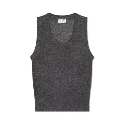 Du & Berry Women's Grey Mohair Vest Top - Black Sesame In Gray