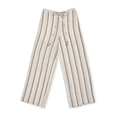 Du & Berry Women's Neutrals Erin Linen Wide Leg Stripe Pants In Beige In Sand
