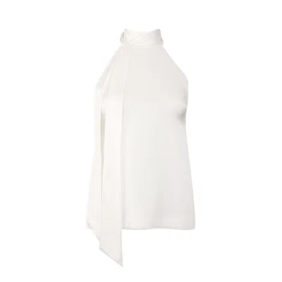 Du & Berry Women's Neutrals / White Moonlight Silk Halter Top