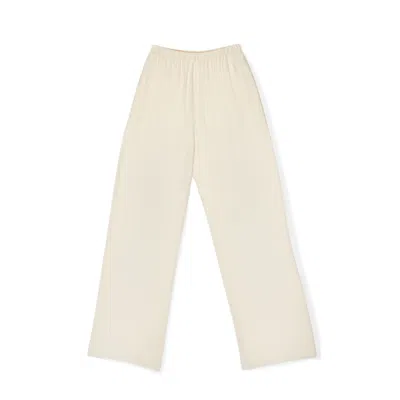 Du & Berry Women's White Cabana Straight Pants In Butter Cream