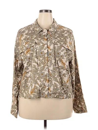Pre-owned Du Jour Long Sleeve Blouse In Brown