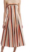 Du Paradis Amaranth Stripe Strapless Cotton Midi Dress In Multi