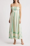 Du Paradis Anthurium Midi Sundress In Vintage Stripes