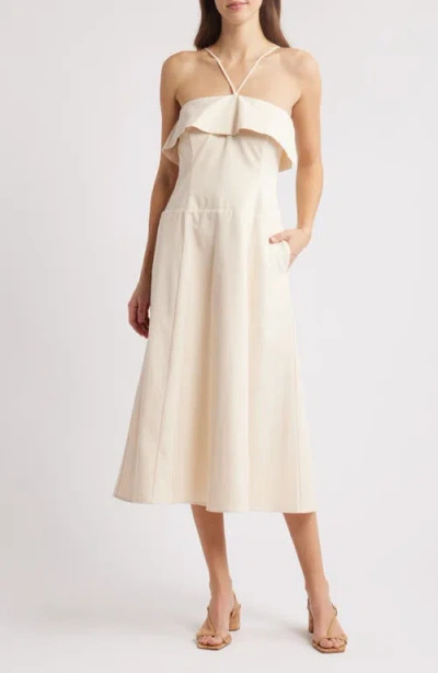 Du Paradis Clover Halter Cotton Midi Dress In Butter