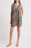 Du Paradis Heather Shift Minidress In Leopard