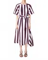 Du Paradis Juliet Short Sleeve Dress Midi Dress In Black Red Stripes In Multi
