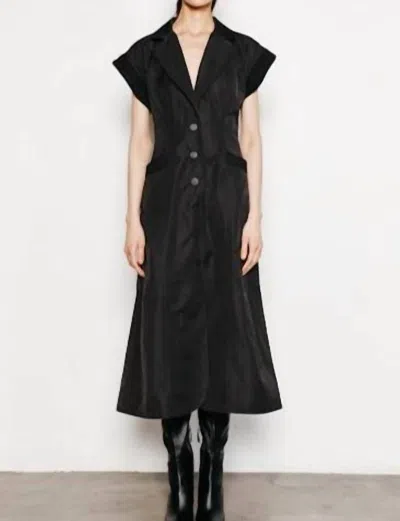 Du Paradis Millie Nylon Rib Trim Dress In Black