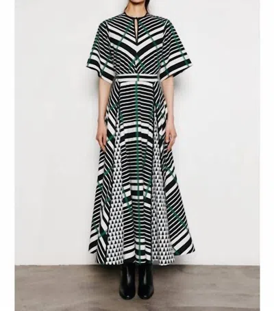 Du Paradis Nova Geo Stripe Dress In Black