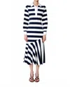 Du Paradis Senna Polo Midi Dress In Navy/white Stripe In Multi