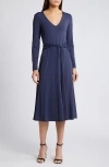 Du Paradis Singapore Long Sleeve Dress In Navy