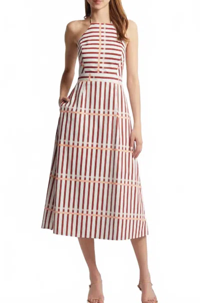 Du Paradis St. Tropez Midi Dress In Coral Reef Stripe In Animal Print