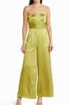 Du Paradis Strapless Jumpsuit In Chartreuse