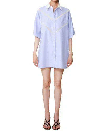 Du Paradis Sunflower Mini Shirt Dress In Blue