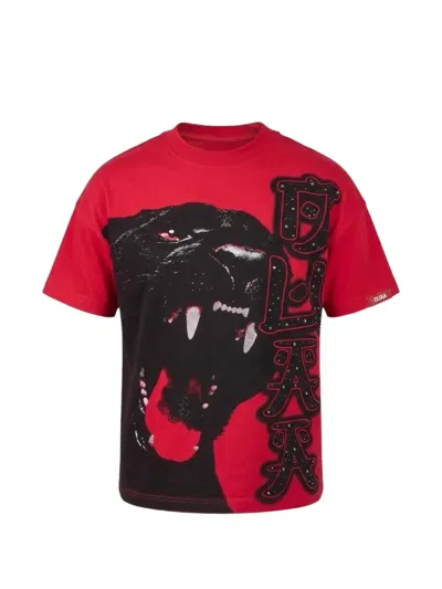 Duaa Jax Rhinestone-embellished T-shirt In Red