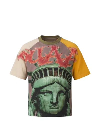 Duaa Liberty Rhinestone-embellished T-shirt In Grey