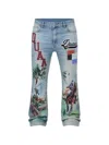Duaa Polo-print Jeans In Blue