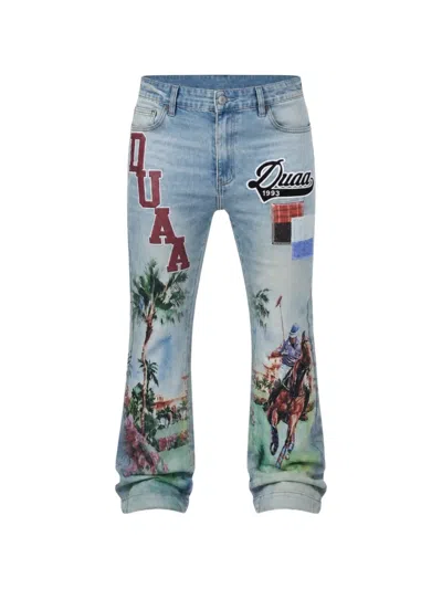 Duaa Polo-print Jeans In Blue