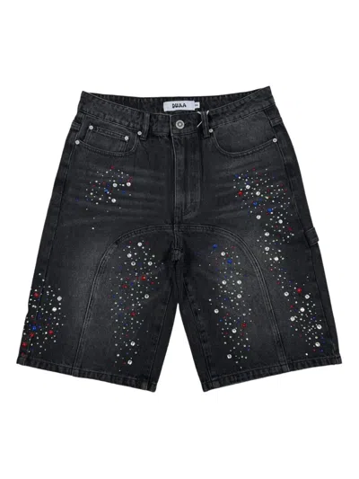 Duaa Supplication Stone Denim Shorts In Black
