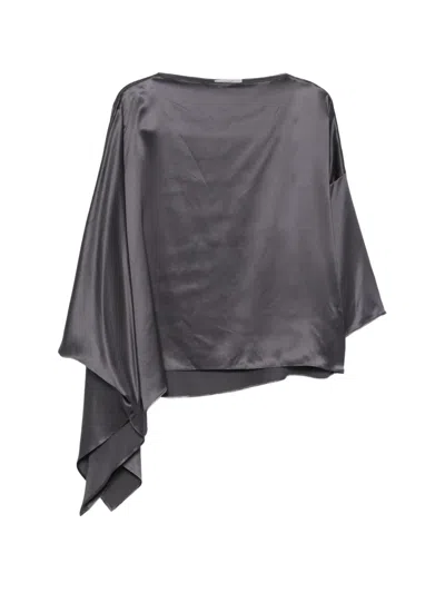 Dušan Asymmetric Satin Top In Gray