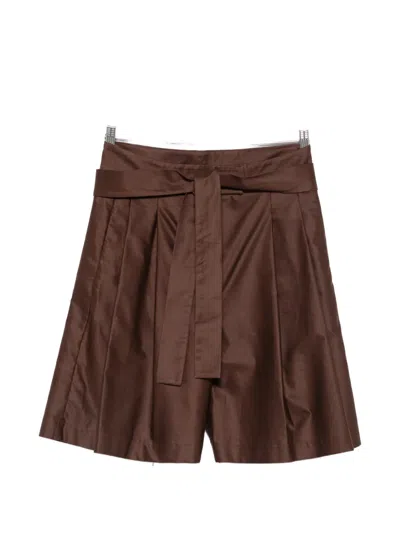 Dušan Belted Pleated Shorts In Brown
