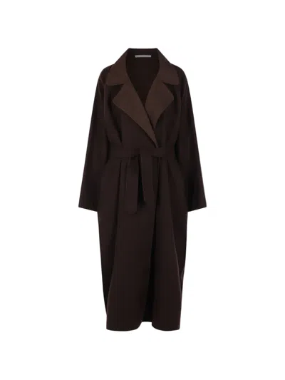 Dušan Belted Wrap Wool Coat In Brown