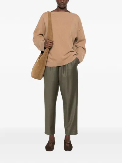 Dušan Boat-neck Dropped-shoulder Sweater In Brown